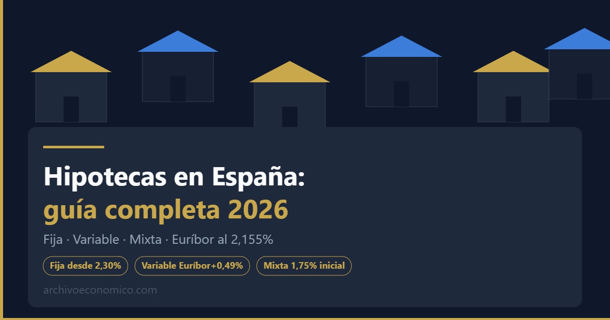 Guía completa hipotecas España 2026: fija, variable y mixta