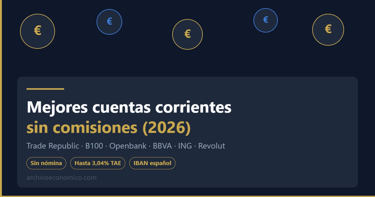 Comparativa mejores cuentas corrientes sin comisiones en España 2026